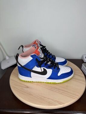 Nike Dunk High Blue Satin White Retro Womens Shoes Sneakers Size 8.5 DV2185-100